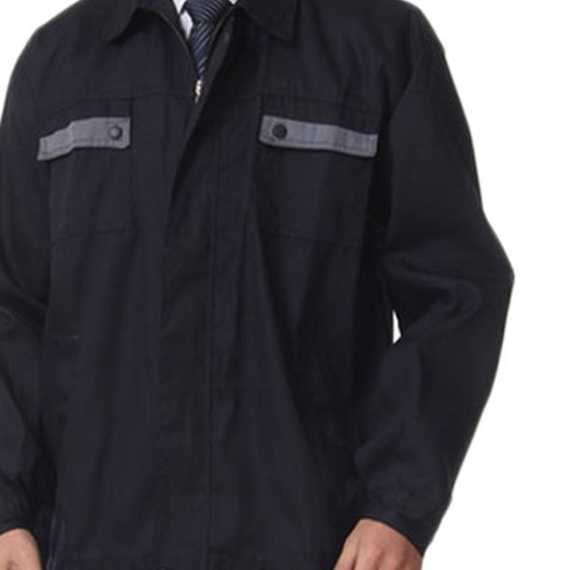 戶外尖鋒秋款003帆布灰兜蓋長袖電焊汽修工裝勞保工作服套裝 黑色 165